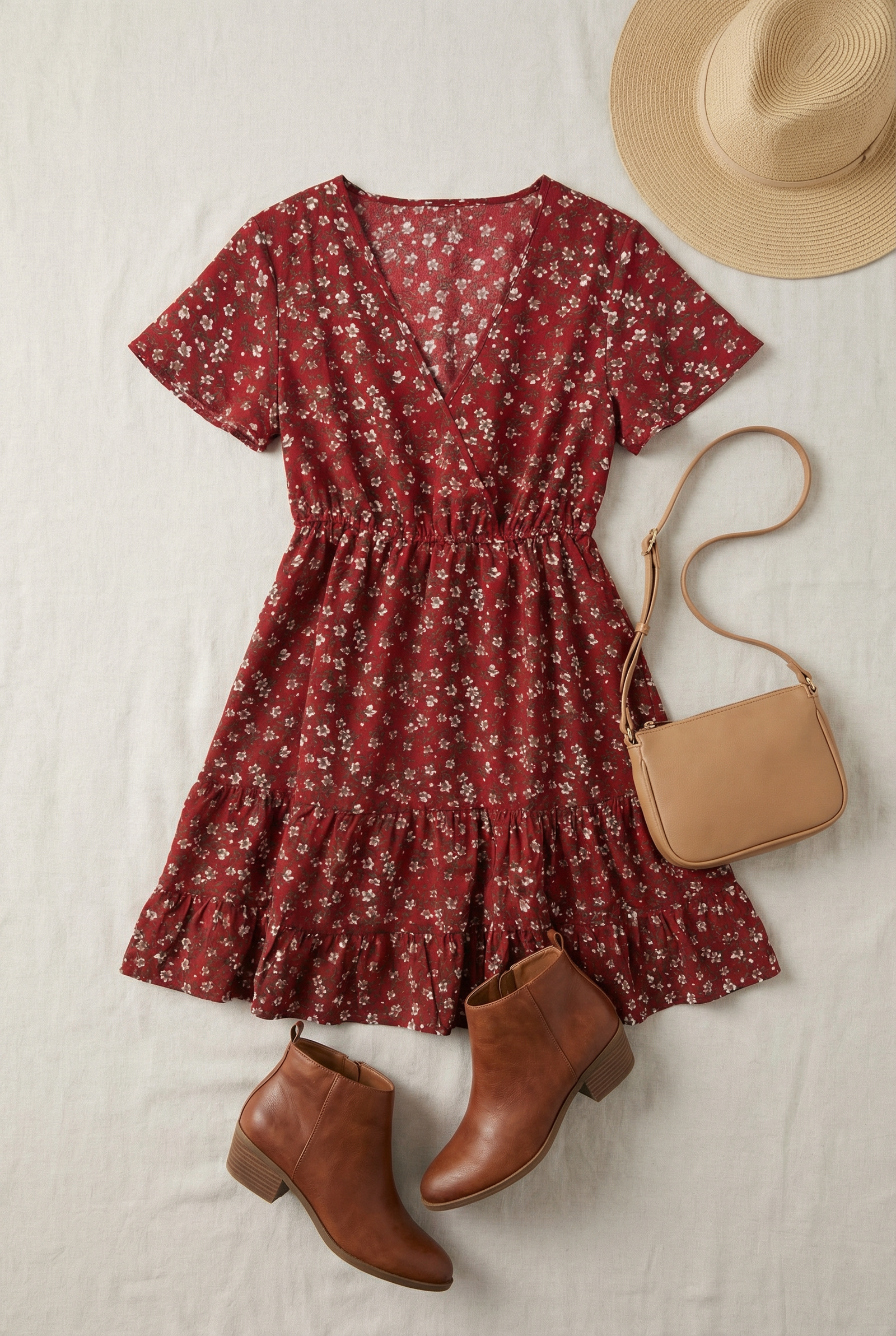 Burgundy Floral Dress