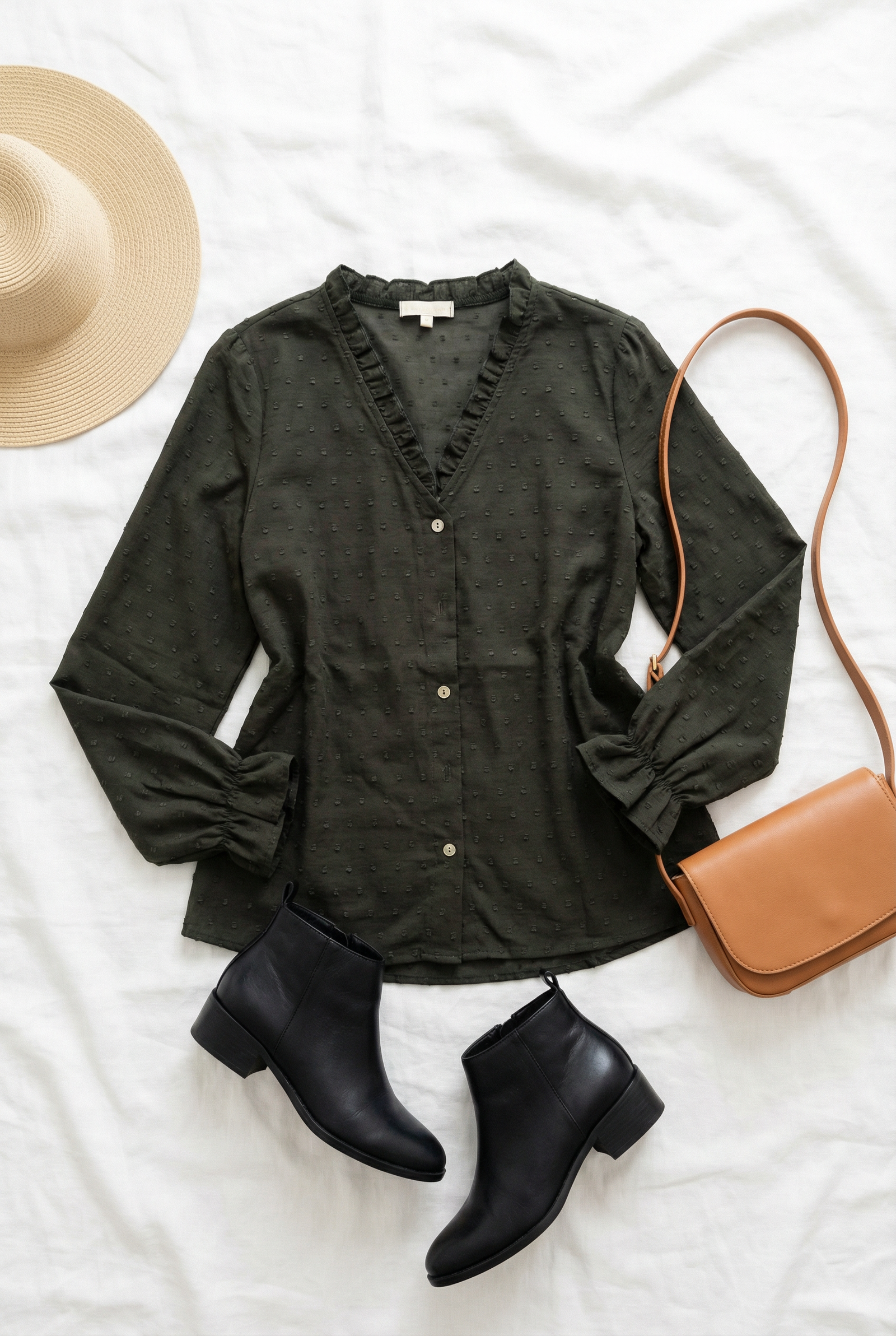 Black Swiss Dot Blouse