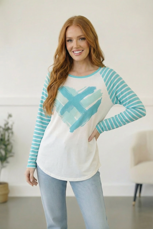 Mint Valentine Raglan Top
