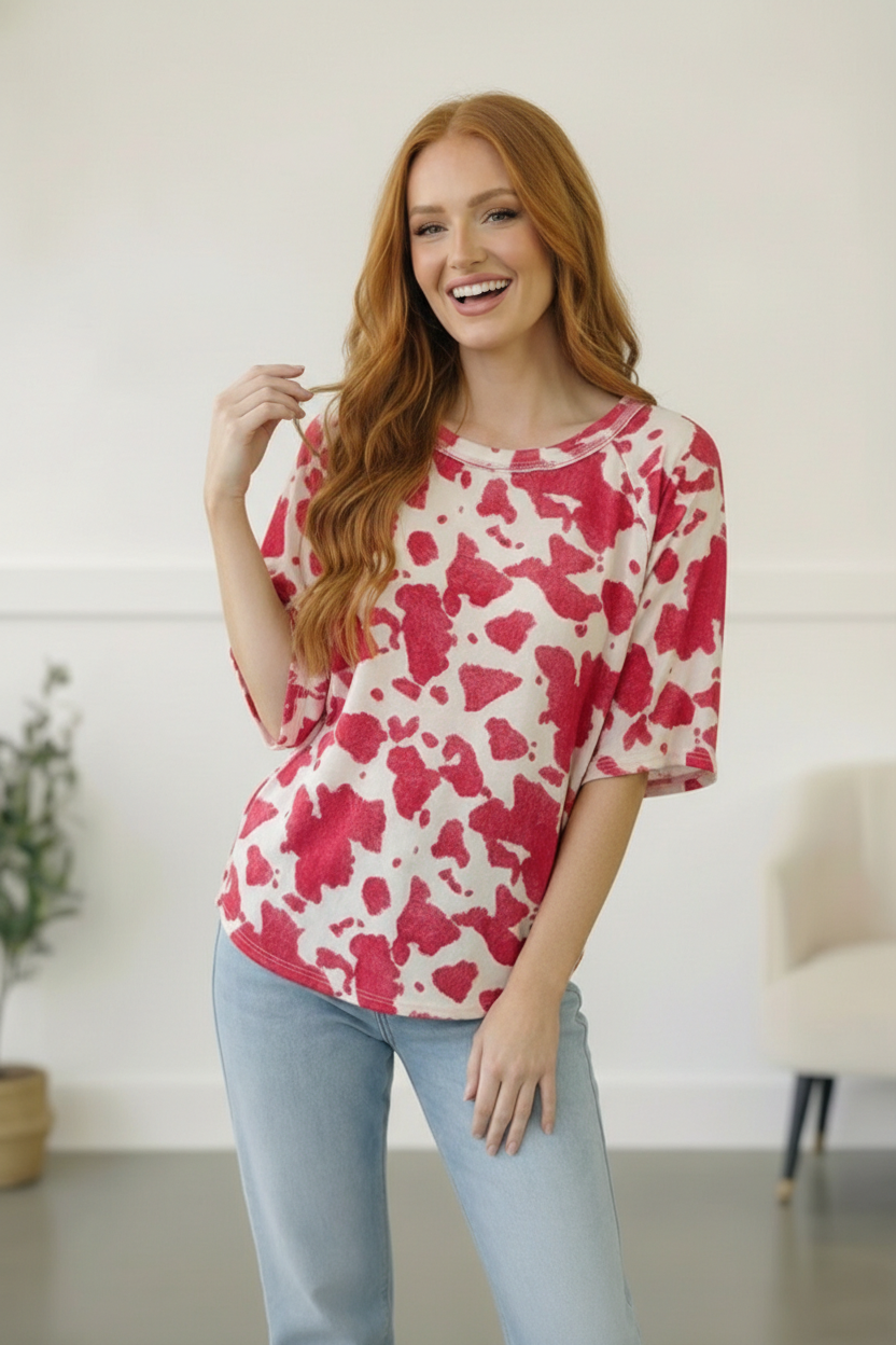 Fuchsia Print Design Top