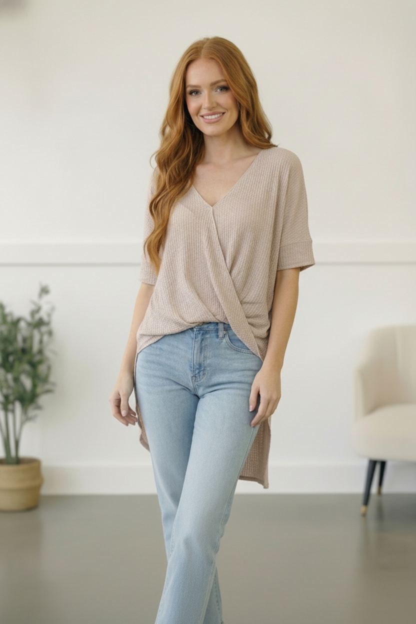 Taupe Thermal Hi Lo Top