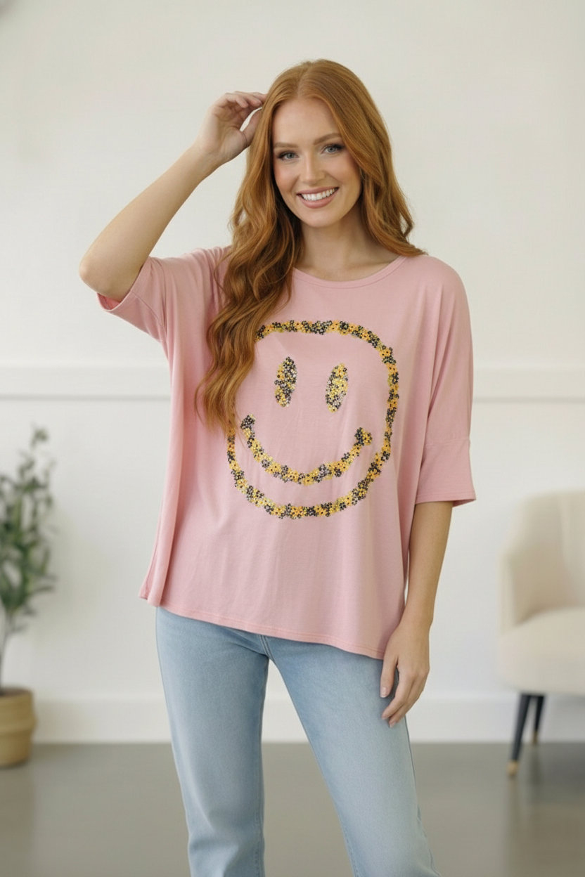Blush Smile Face Top