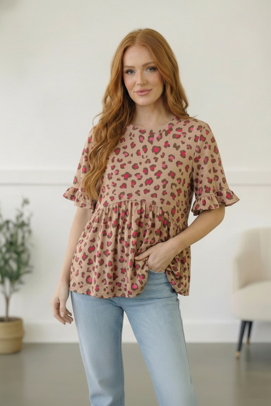 Taupe & Pink Top