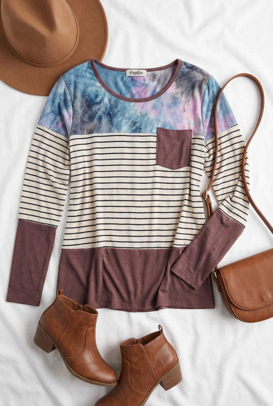 Stripe Tie Dye Top
