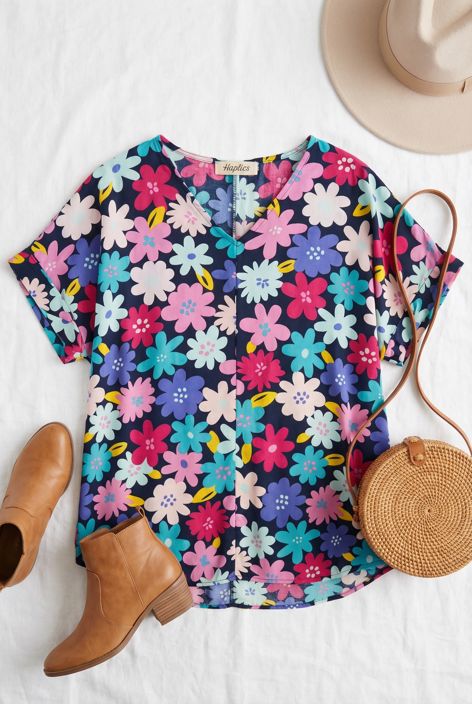 Woven Navy Floral Top