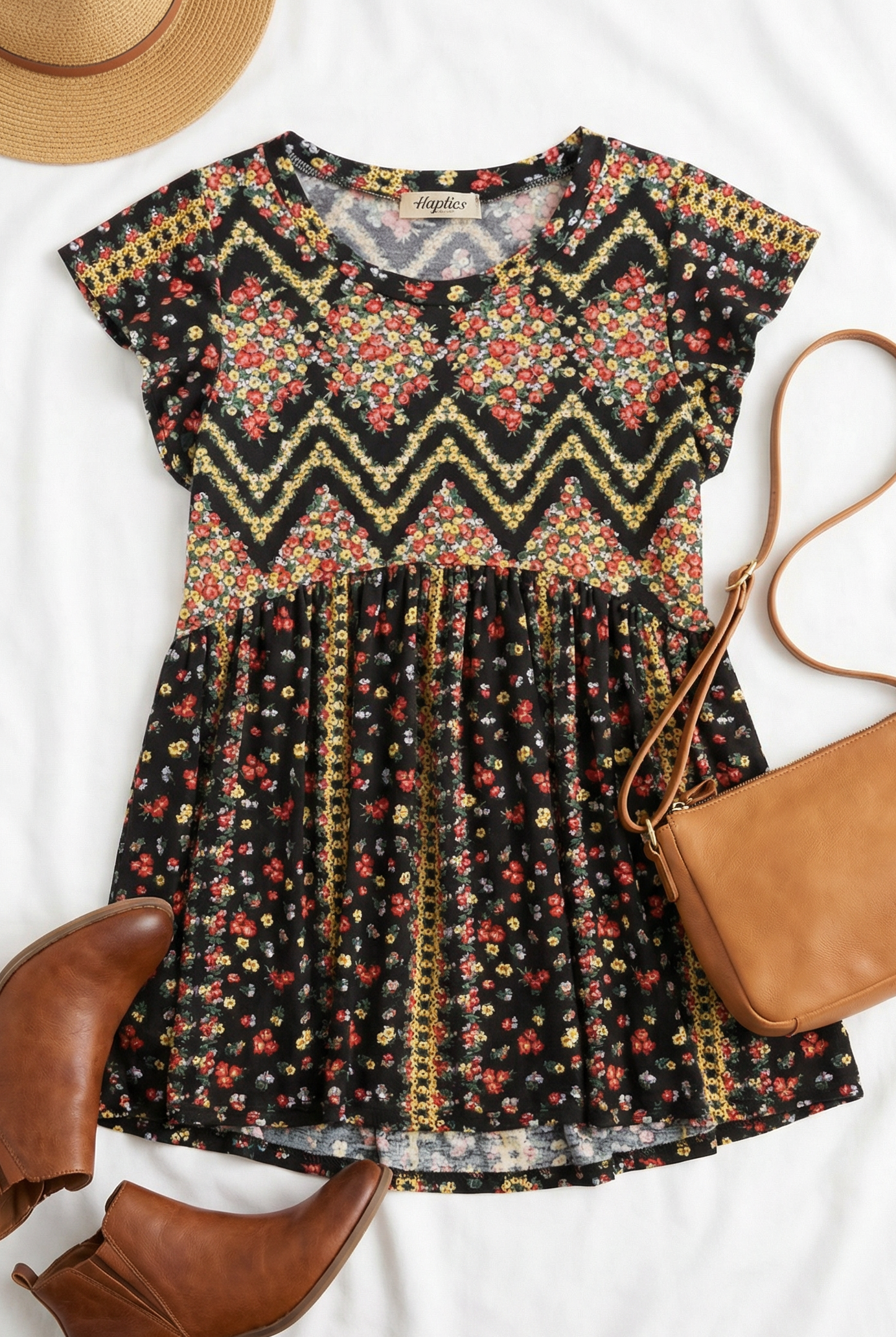 Black Floral Ditsy Top