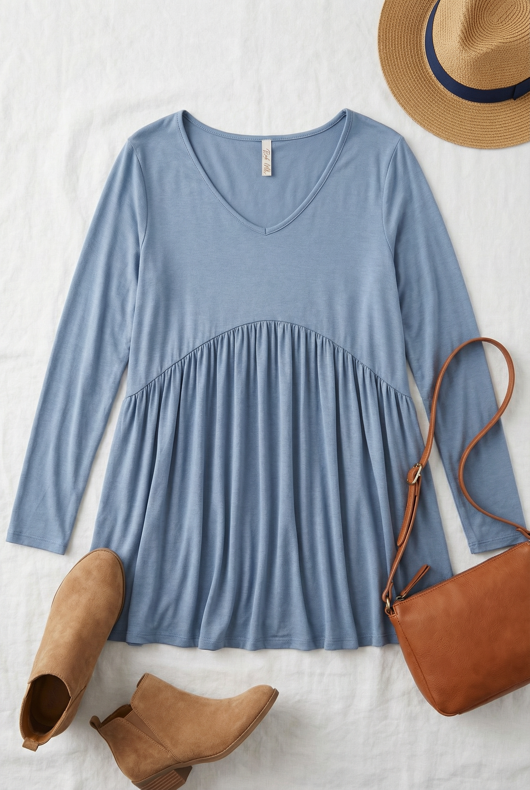Blue Babydoll Blouse