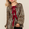 PLUS FRONT RIBBON BOW TIE ANIMAL FOIL PRINT TOP
