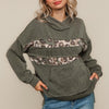 PLUS LEOPARD PRINT COLOR BLOCK PULLOVER HOODIE