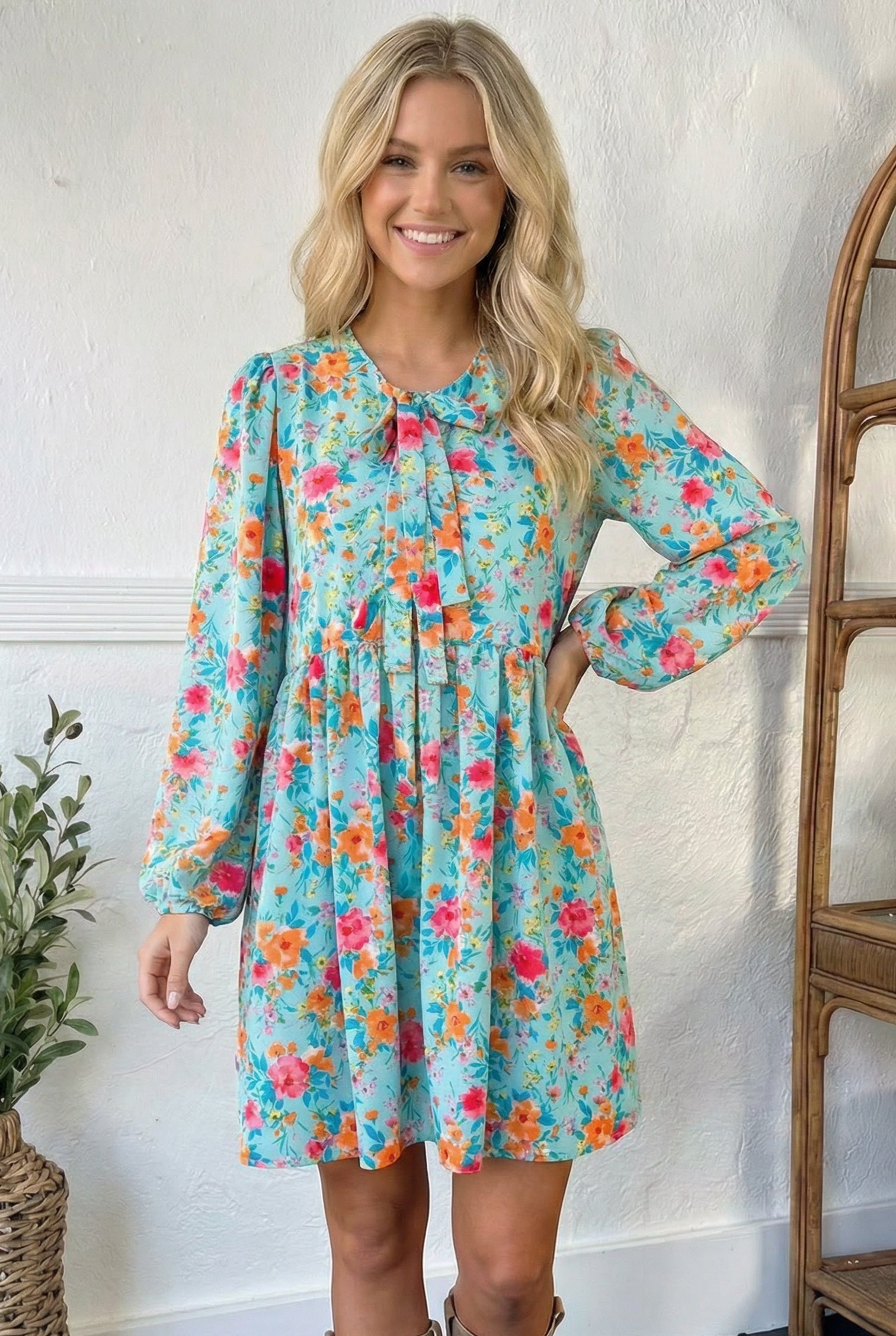 Feeling Femme Marsala Ribbon Bow Tie Babydoll Dress (Open Pack)