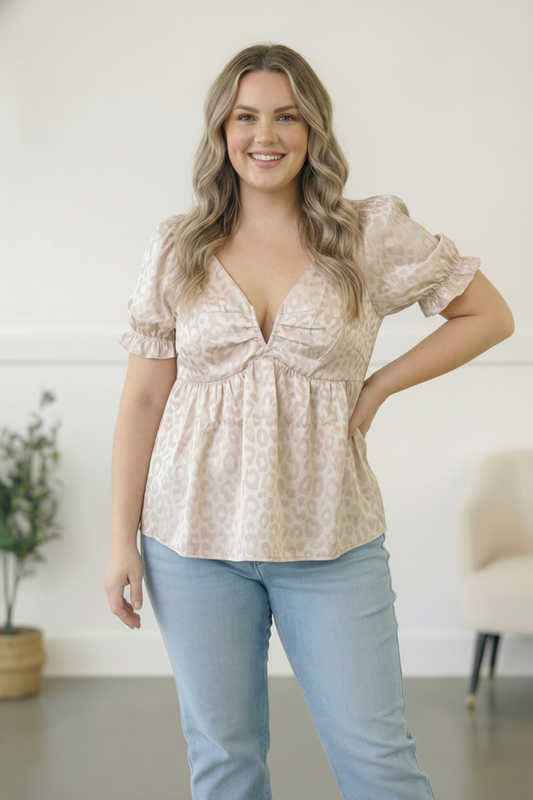 Plus Silver Shimmery Animal Top