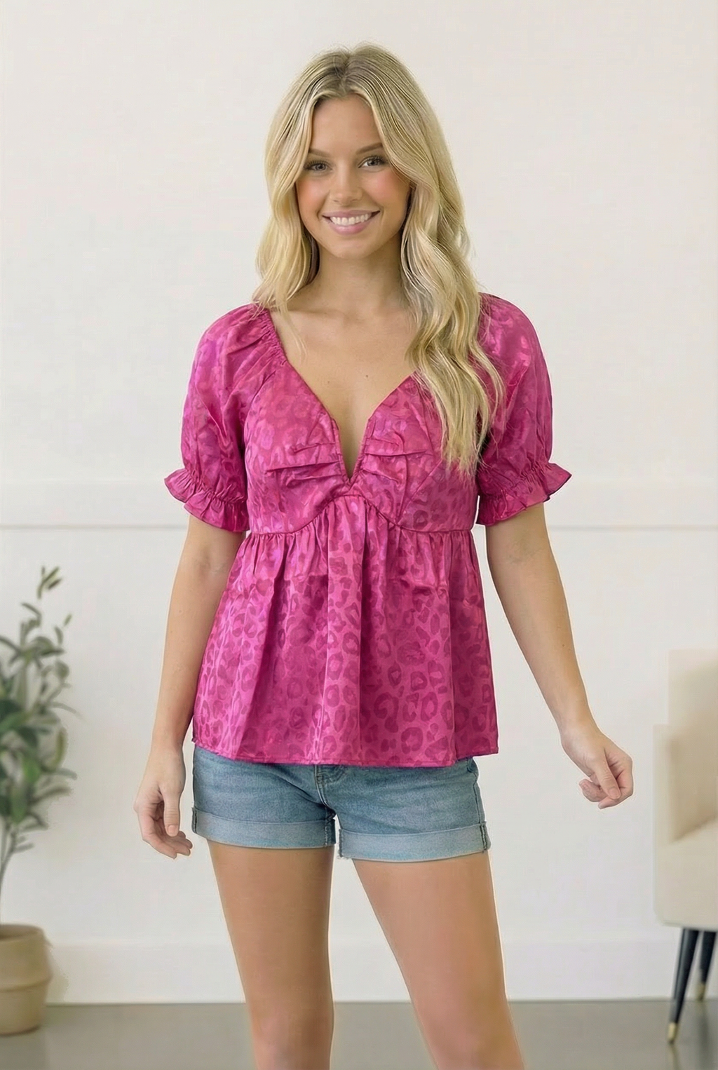 Fuchsia Shimmery Animal Top