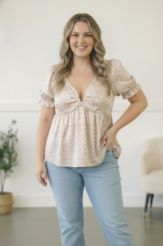 Plus Silver Shimmery Animal Top