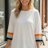 Ivory Sweater Fabric Stripe Top