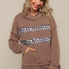 LEOPARD PRINT COLOR BLOCK PULLOVER HOODIE