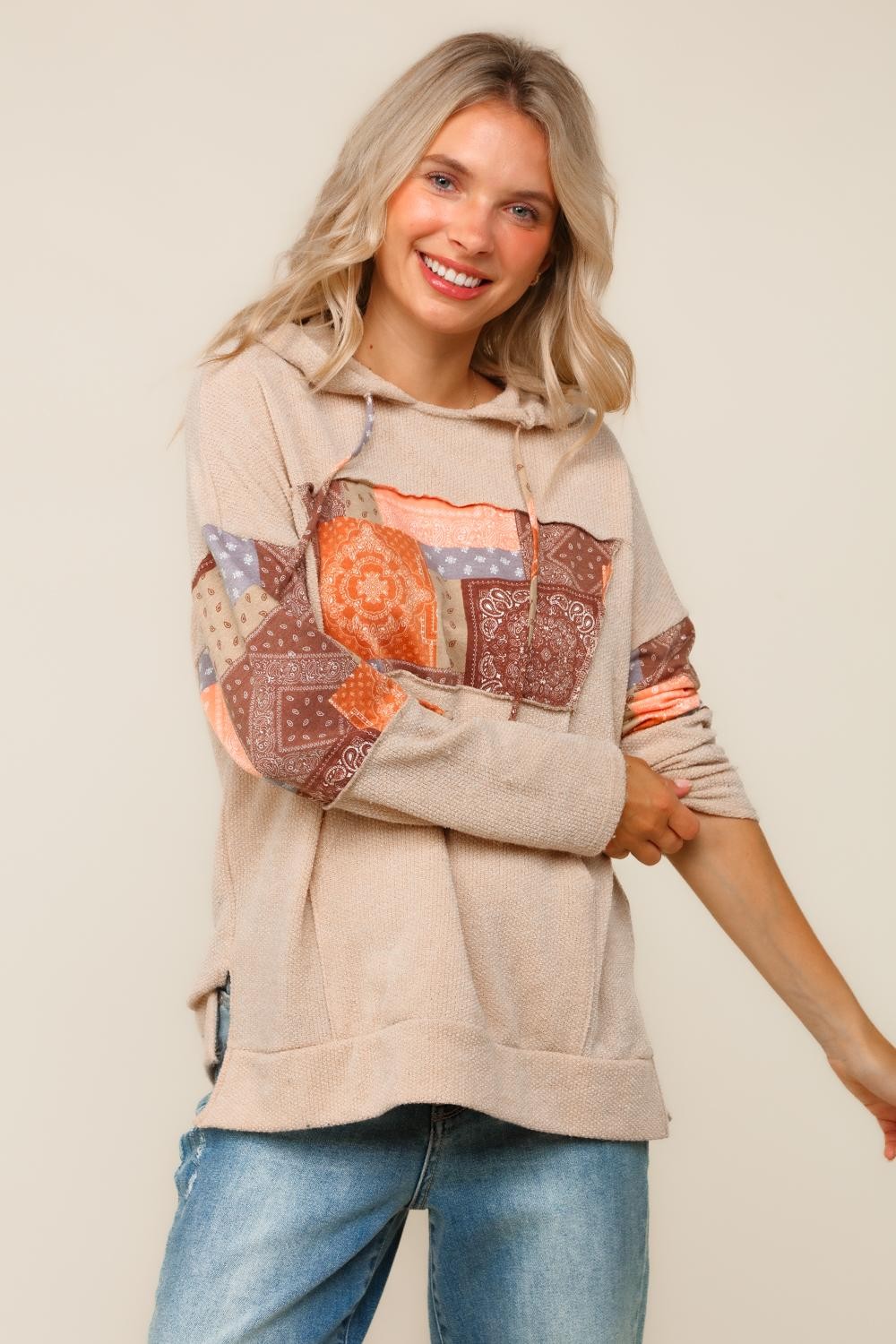 PLUS PULLOVER SWEATER W/HOODIE AND KANGAROO POCKET