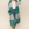 COLOR BLOCK SNOW FLAKE PRINT DUSTER CARDIGAN