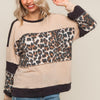 PLUS TWO TONE JACQUARD LOOSE FIT PULLOVER KNIT TOP