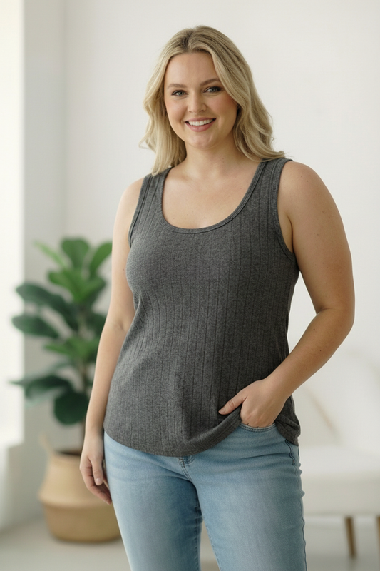 Plus Charcoal Ribbed Tank