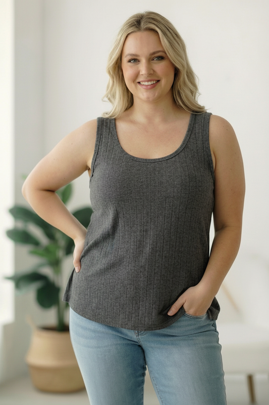 Plus Charcoal Ribbed Tank