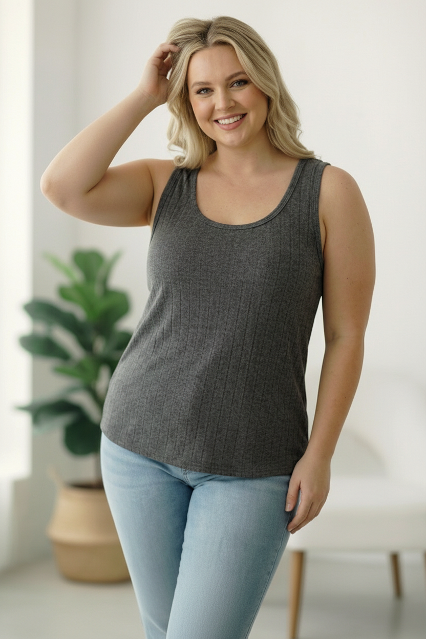 Plus Charcoal Ribbed Tank
