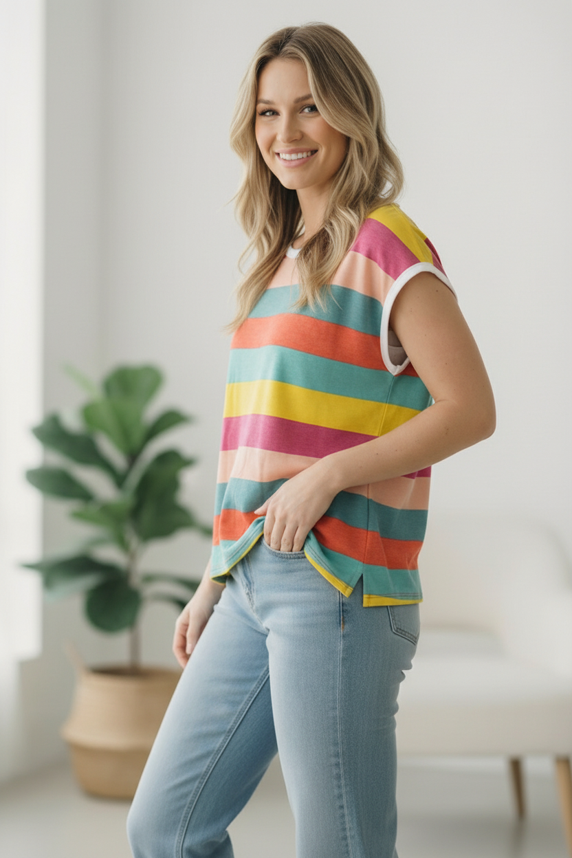 Plus Multi Stripe Top