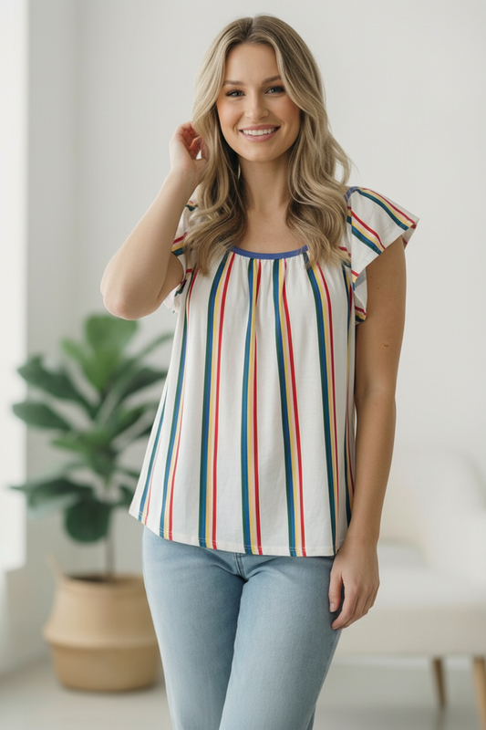 Plus Multi Stripe Top