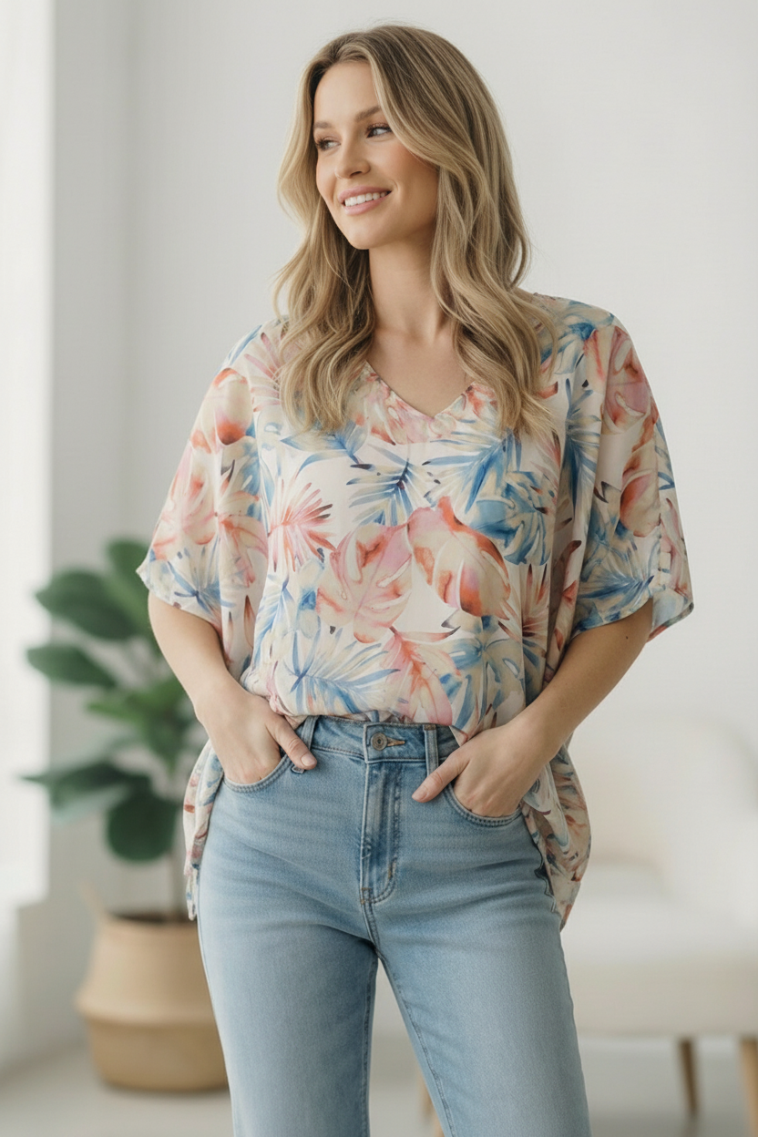 Ivory Tropic Woven Blouse