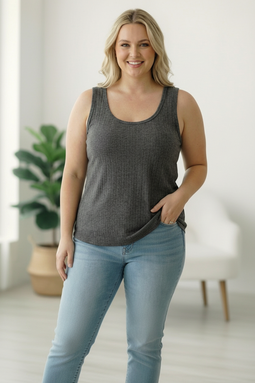 Plus Charcoal Ribbed Tank