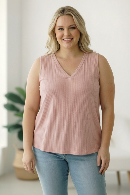 Plus Blush Ribbed Texture Soft Tank