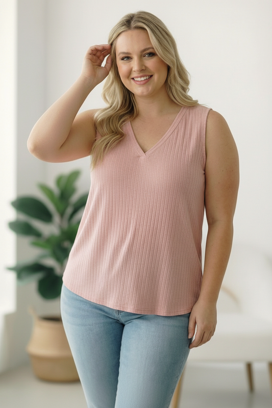 Plus Blush Ribbed Texture Soft Tank