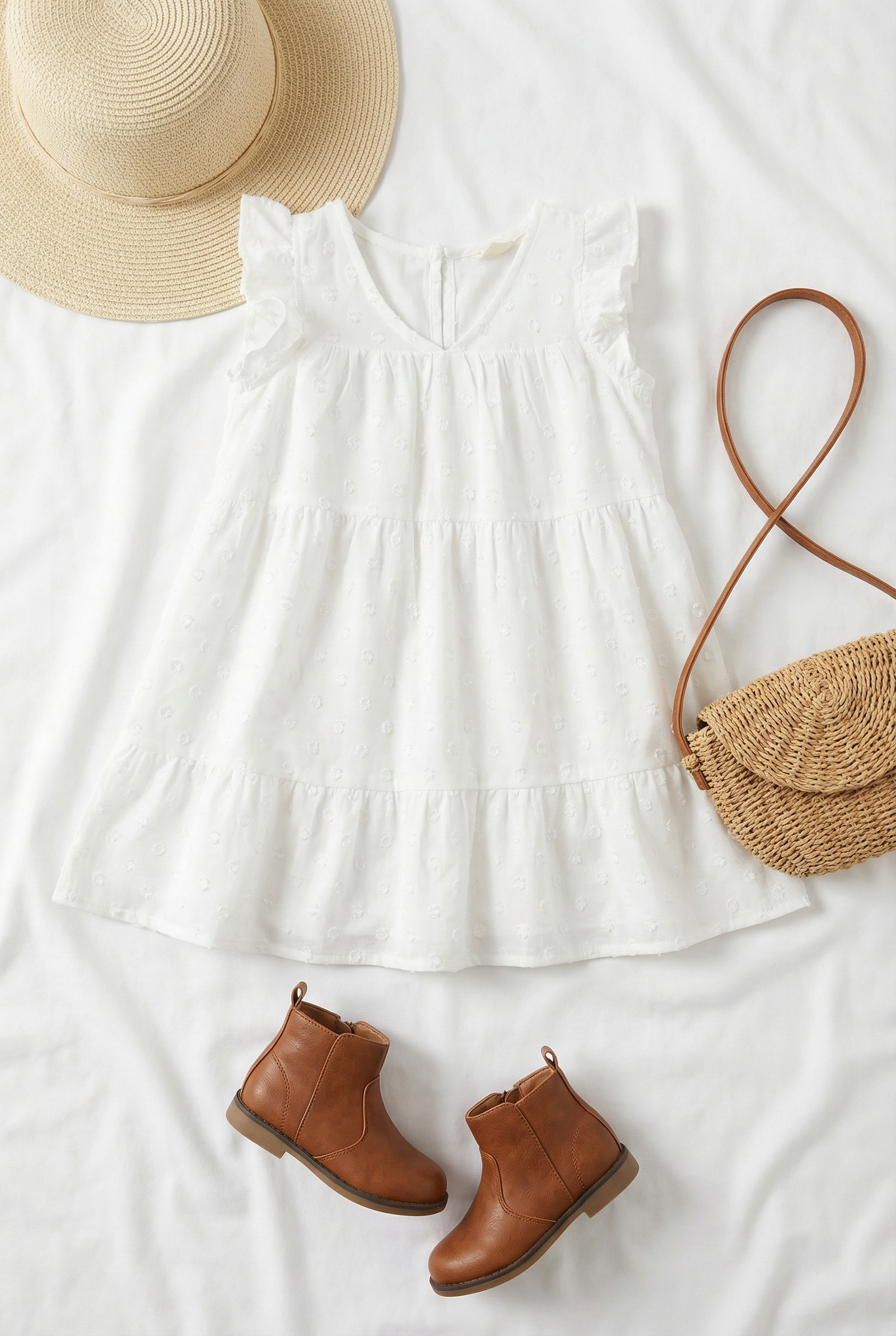 KIDS Ivory Swiss Dot Dress