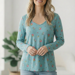 Blue Floral Bow Back Top