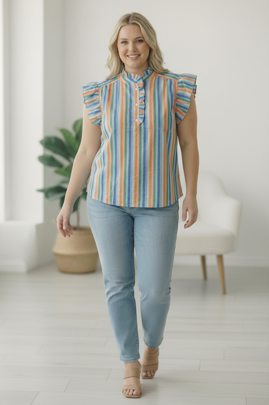 Plus Multi Stripe Top