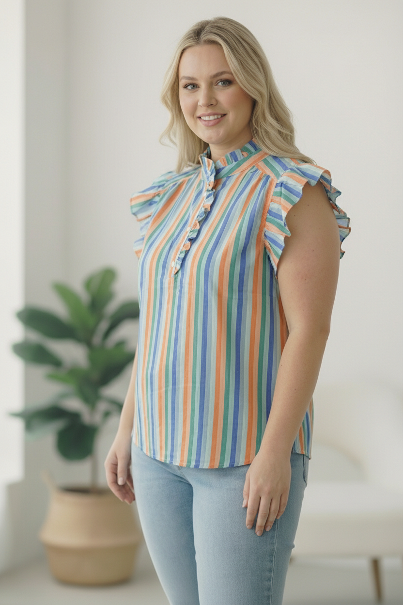 Plus Multi Stripe Top