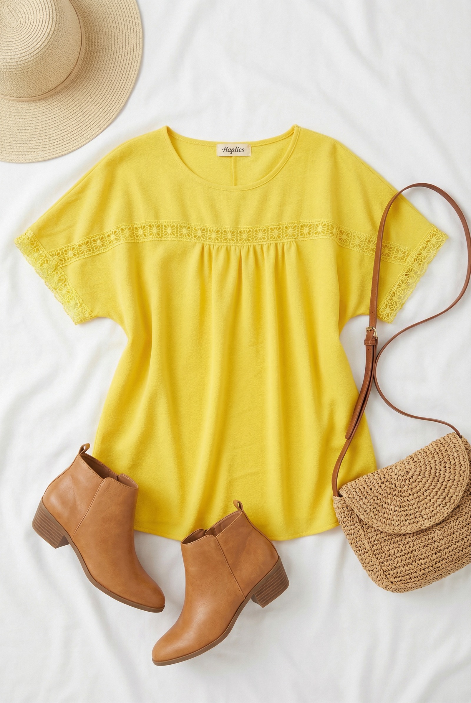 Yellow Crochet Embellished Top