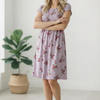 Lilac Smocked Panel Floral Dress