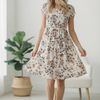 Ivory Smocked Panel Floral Dress