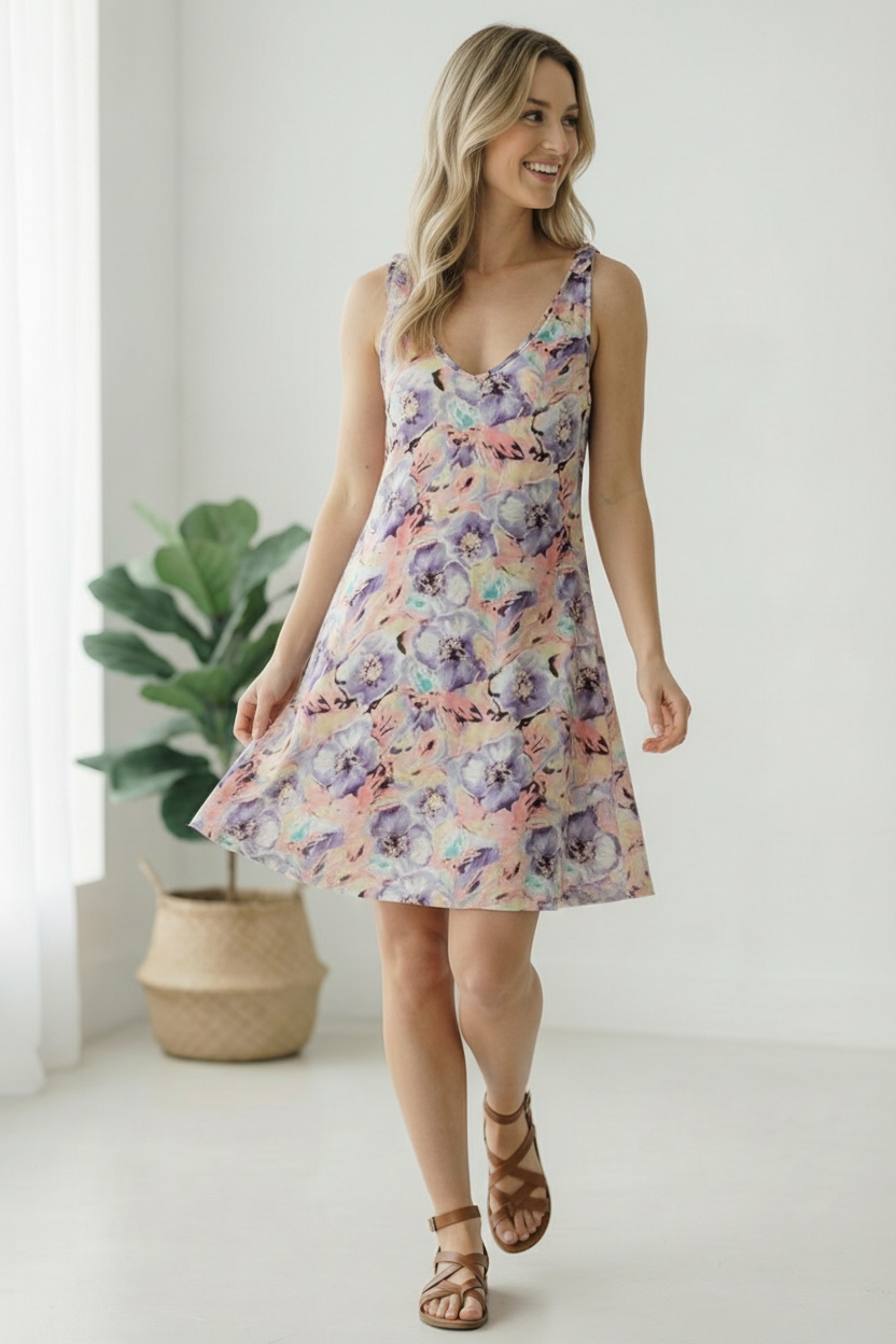 Coral Floral Woven Dress
