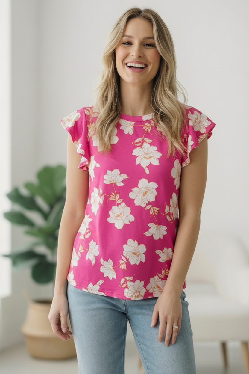 Fuchsia Floral Top