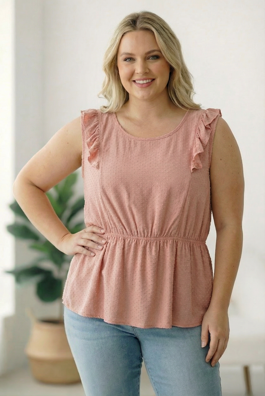 Plus Pink Peplum Dotted Top