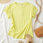 Yellow Fringe Sleeve Top