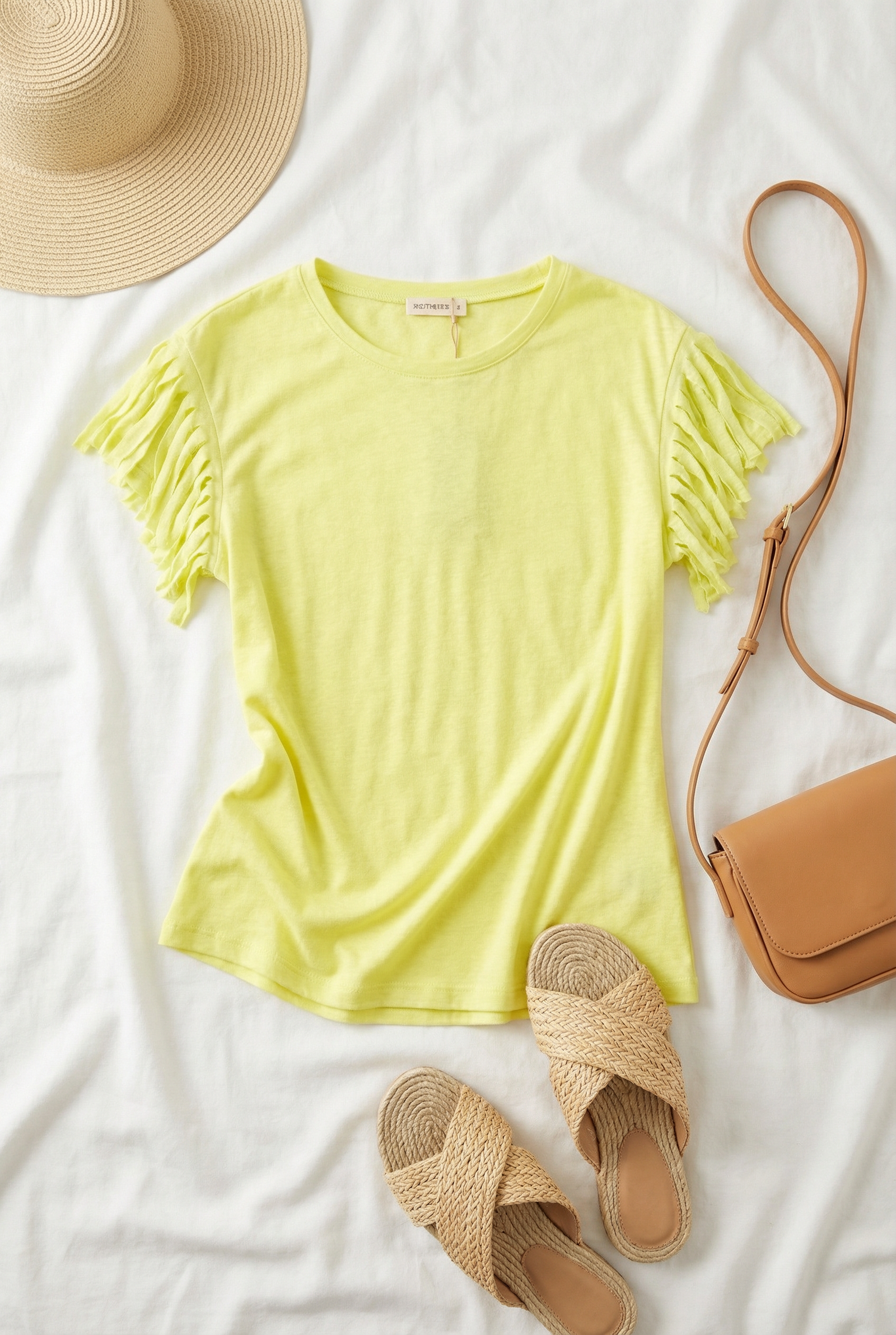 Yellow Fringe Sleeve Top