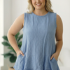 Plus Blue Crinkled Cotton Dress