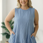 Plus Blue Crinkled Cotton Dress