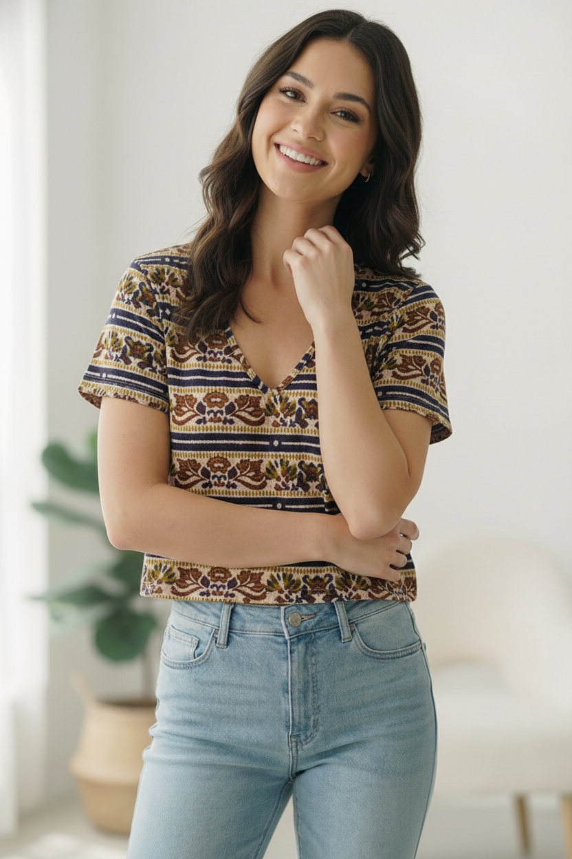 Print Jacquard Top