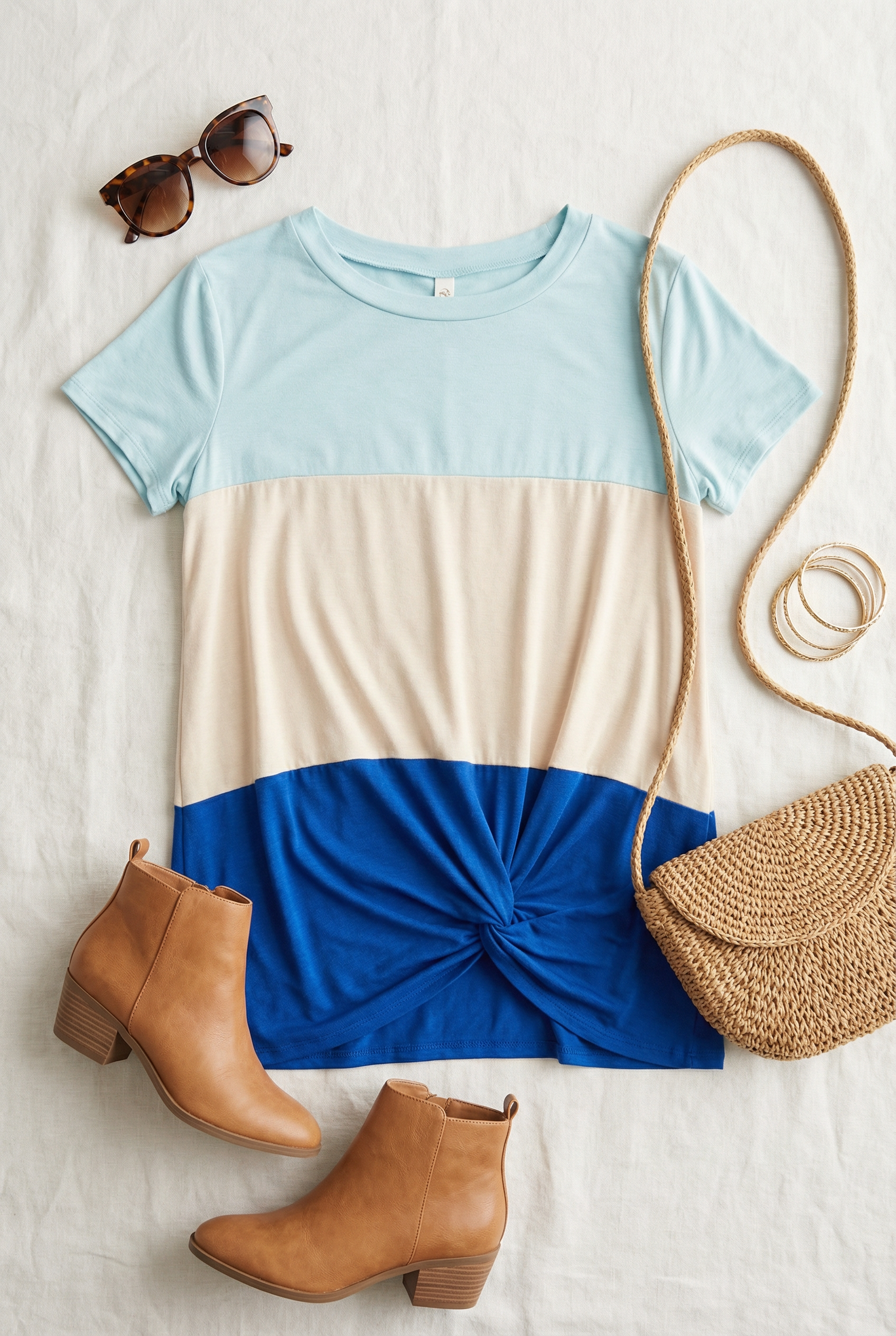 Blue Color Block Top