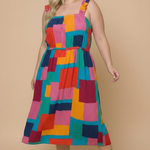 Plus Color Multi Design Dress