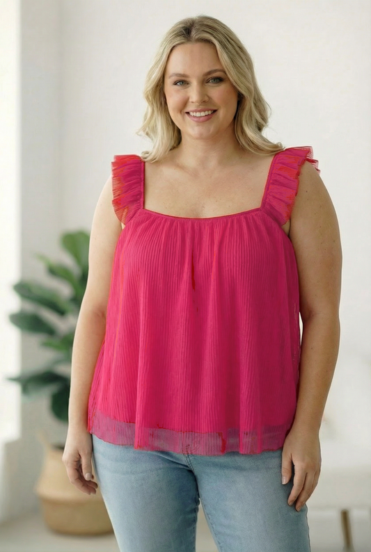 Plus Pink Frill Top