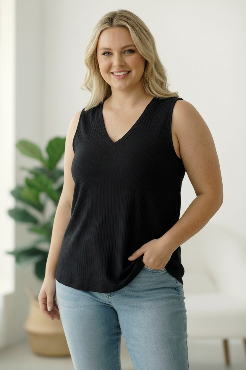 Plus Black Solid Tank